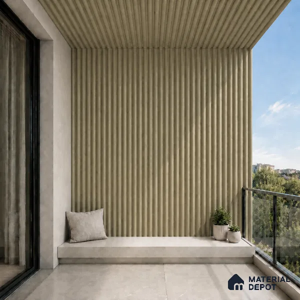 Gold 10 ft x 0.6 ft (3060x180 mm) Arch Design Interior & Exterior Wall & Ceiling Panel - 17 mm | Suitable for Balcony, Facade & Open Area | Width is Subjected to 5% Variation