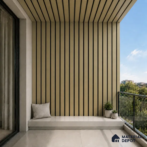 Gold 10 ft x 0.5 ft (3060x150 mm) Dual Tone Linea Design Interior & Exterior Wall & Ceiling Panel - 15 mm | Suitable for Balcony, Facade & Open Area | Width is Subjected to 5% Variation