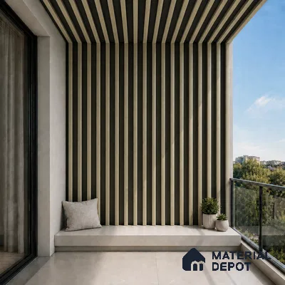 Gold 10 ft x 0.6 ft (3060x180 mm) Dual Tone Arch Design Interior & Exterior Wall & Ceiling Panel - 17 mm | Suitable for Balcony, Facade & Open Area | Width is Subjected to 5% Variation