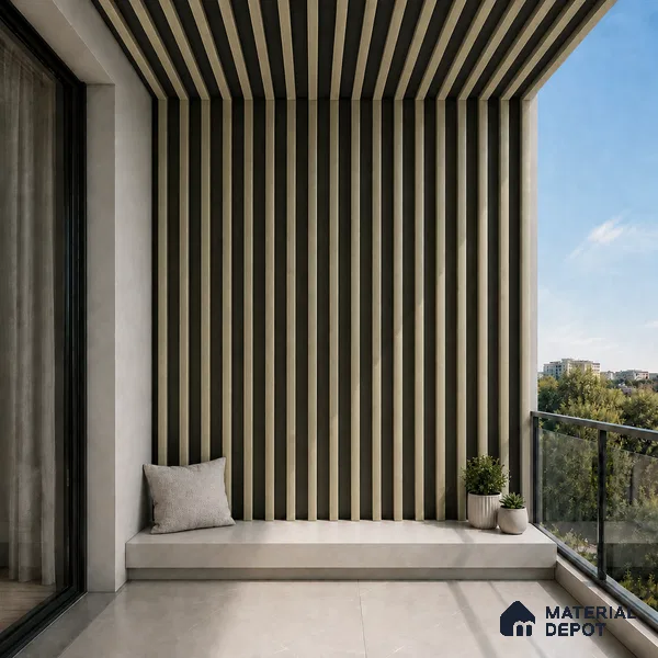 Gold 10 ft x 0.6 ft (3060x180 mm) Dual Tone Arch Design Interior & Exterior Wall & Ceiling Panel - 17 mm | Suitable for Balcony, Facade & Open Area | Width is Subjected to 5% Variation