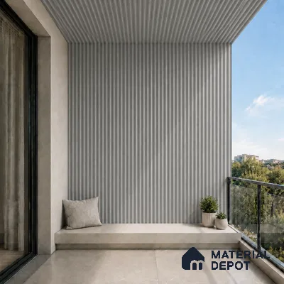 Silver 10 ft x 0.45 ft (3060x140 mm) Pyramid Design Interior & Exterior Wall & Ceiling Panel - 14 mm | Suitable for Balcony, Facade & Open Area | Width is Subjected to 5% Variation