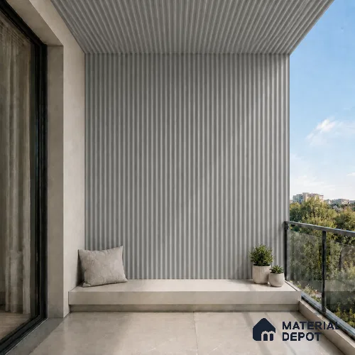 Silver 10 ft x 0.45 ft (3060x140 mm) Pyramid Design Interior & Exterior Wall & Ceiling Panel - 14 mm | Suitable for Balcony, Facade & Open Area | Width is Subjected to 5% Variation