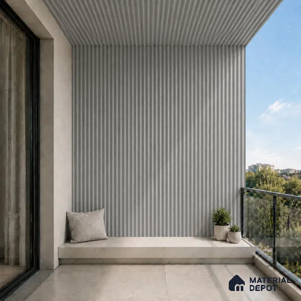 Silver 10 ft x 0.45 ft (3060x140 mm) Pyramid Design Interior & Exterior Wall & Ceiling Panel - 14 mm | Suitable for Balcony, Facade & Open Area | Width is Subjected to 5% Variation