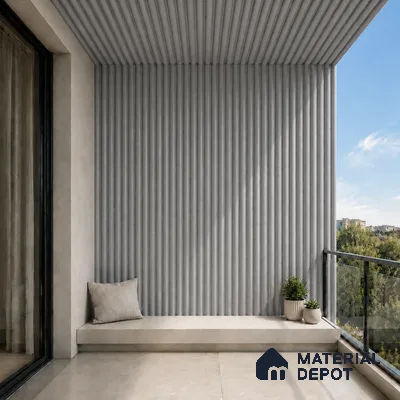 Silver 10 ft x 0.6 ft (3060x180 mm) Arch Design Interior & Exterior Wall & Ceiling Panel - 17 mm | Suitable for Balcony, Facade & Open Area | Width is Subjected to 5% Variation