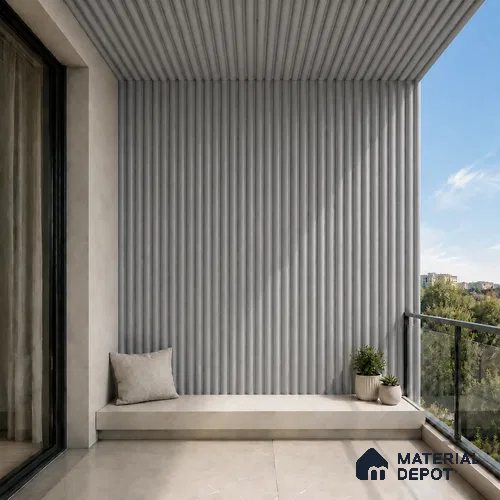 Silver 10 ft x 0.6 ft (3060x180 mm) Arch Design Interior & Exterior Wall & Ceiling Panel - 17 mm | Suitable for Balcony, Facade & Open Area | Width is Subjected to 5% Variation