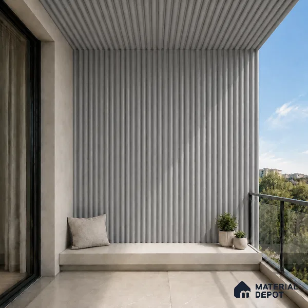 Silver 10 ft x 0.6 ft (3060x180 mm) Arch Design Interior & Exterior Wall & Ceiling Panel - 17 mm | Suitable for Balcony, Facade & Open Area | Width is Subjected to 5% Variation