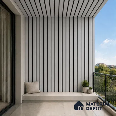 Silver 10 ft x 0.5 ft (3060x150 mm) Dual Tone Linea Design Interior & Exterior Wall & Ceiling Panel - 15 mm | Suitable for Balcony, Facade & Open Area | Width is Subjected to 5% Variation