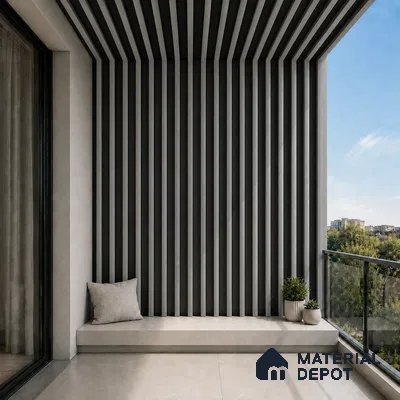 Silver 10 ft x 0.6 ft (3060x180 mm) Dual Tone Arch Design Interior & Exterior Wall & Ceiling Panel - 17 mm | Suitable for Balcony, Facade & Open Area | Width is Subjected to 5% Variation