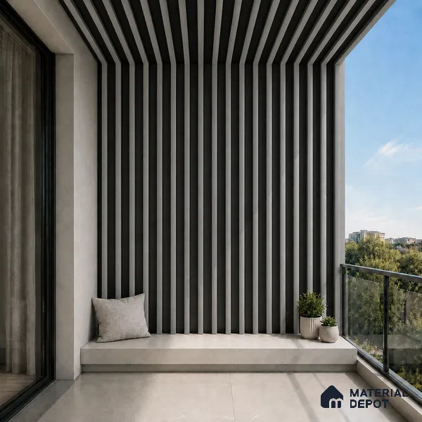 Silver 10 ft x 0.6 ft (3060x180 mm) Dual Tone Arch Design Interior & Exterior Wall & Ceiling Panel - 17 mm | Suitable for Balcony, Facade & Open Area | Width is Subjected to 5% Variation