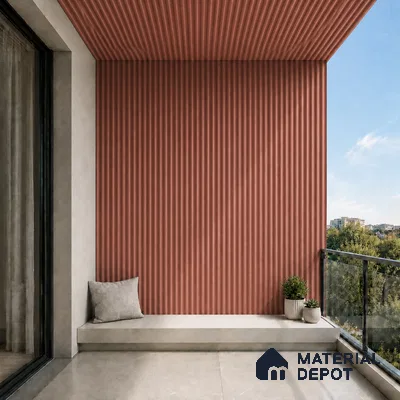 Copper 10 ft x 0.45 ft (3060x140 mm) Pyramid Design Interior & Exterior Wall & Ceiling Panel - 14 mm | Suitable for Balcony, Facade & Open Area | Width is Subjected to 5% Variation