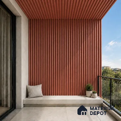Copper 10 ft x 0.6 ft (3060x180 mm) Arch Design Interior & Exterior Wall & Ceiling Panel - 17 mm | Suitable for Balcony, Facade & Open Area | Width is Subjected to 5% Variation