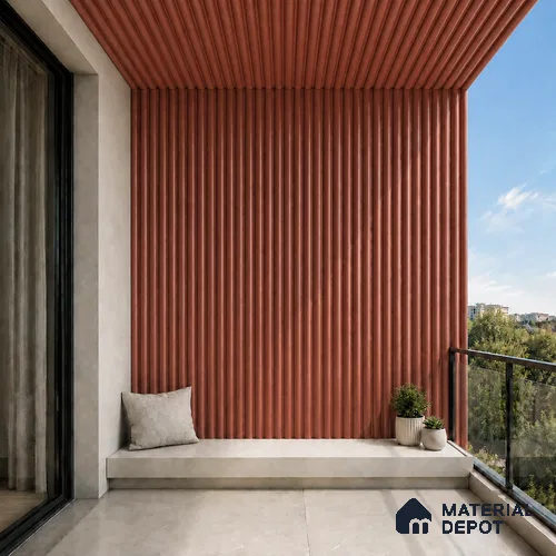Copper 10 ft x 0.6 ft (3060x180 mm) Arch Design Interior & Exterior Wall & Ceiling Panel - 17 mm | Suitable for Balcony, Facade & Open Area | Width is Subjected to 5% Variation