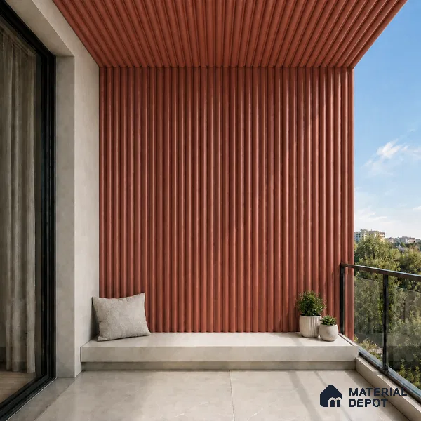 Copper 10 ft x 0.6 ft (3060x180 mm) Arch Design Interior & Exterior Wall & Ceiling Panel - 17 mm | Suitable for Balcony, Facade & Open Area | Width is Subjected to 5% Variation