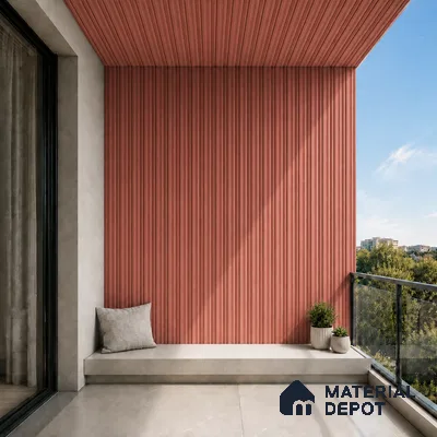 Copper 10 ft x 0.5 ft (3060x150 mm) Linea Design Interior & Exterior Wall & Ceiling Panel - 15 mm | Suitable for Balcony, Facade & Open Area | Width is Subjected to 5% Variation