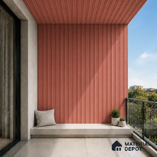 Copper 10 ft x 0.5 ft (3060x150 mm) Linea Design Interior & Exterior Wall & Ceiling Panel - 15 mm | Suitable for Balcony, Facade & Open Area | Width is Subjected to 5% Variation