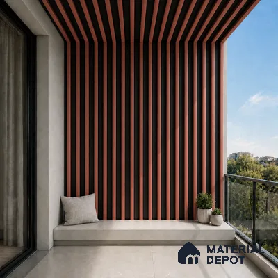 Copper 10 ft x 0.6 ft (3060x180 mm) Dual Tone Arch Design Interior & Exterior Wall & Ceiling Panel - 17 mm | Suitable for Balcony, Facade & Open Area | Width is Subjected to 5% Variation