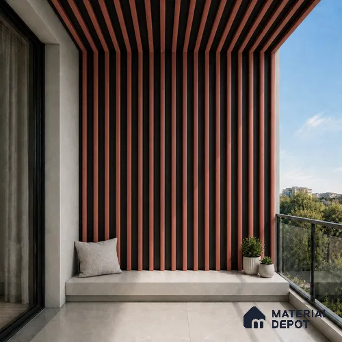 Copper 10 ft x 0.6 ft (3060x180 mm) Dual Tone Arch Design Interior & Exterior Wall & Ceiling Panel - 17 mm | Suitable for Balcony, Facade & Open Area | Width is Subjected to 5% Variation