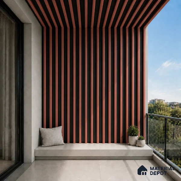 Copper 10 ft x 0.6 ft (3060x180 mm) Dual Tone Arch Design Interior & Exterior Wall & Ceiling Panel - 17 mm | Suitable for Balcony, Facade & Open Area | Width is Subjected to 5% Variation