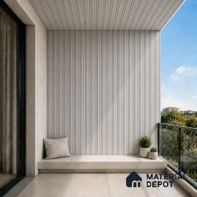 Armani Grey 10 ft x 0.5 ft (3060x150 mm) Linea Design Interior & Exterior Wall & Ceiling Panel - 15 mm | Suitable for Balcony, Facade & Open Area | Width is Subjected to 5% Variation