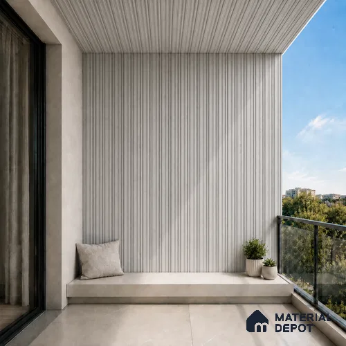 Armani Grey 10 ft x 0.5 ft (3060x150 mm) Linea Design Interior & Exterior Wall & Ceiling Panel - 15 mm | Suitable for Balcony, Facade & Open Area | Width is Subjected to 5% Variation
