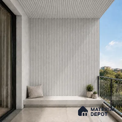Armani Grey 10 ft x 0.45 ft (3060x140 mm) Pyramid Design Interior & Exterior Wall & Ceiling Panel - 14 mm | Suitable for Balcony, Facade & Open Area | Width is Subjected to 5% Variation
