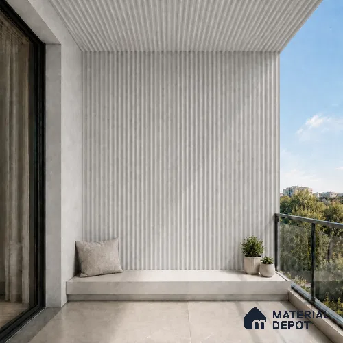 Armani Grey 10 ft x 0.45 ft (3060x140 mm) Pyramid Design Interior & Exterior Wall & Ceiling Panel - 14 mm | Suitable for Balcony, Facade & Open Area | Width is Subjected to 5% Variation