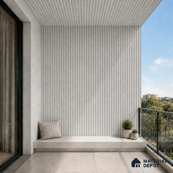 Armani Grey 10 ft x 0.45 ft (3060x140 mm) Pyramid Design Interior & Exterior Wall & Ceiling Panel - 14 mm | Suitable for Balcony, Facade & Open Area | Width is Subjected to 5% Variation