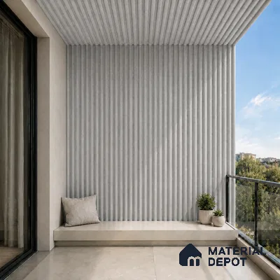 Armani Grey 10 ft x 0.6 ft (3060x180 mm) Arch Design Interior & Exterior Wall & Ceiling Panel - 17 mm | Suitable for Balcony, Facade & Open Area | Width is Subjected to 5% Variation