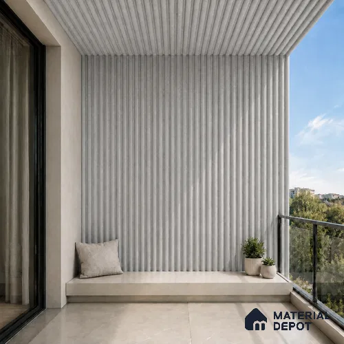 Armani Grey 10 ft x 0.6 ft (3060x180 mm) Arch Design Interior & Exterior Wall & Ceiling Panel - 17 mm | Suitable for Balcony, Facade & Open Area | Width is Subjected to 5% Variation
