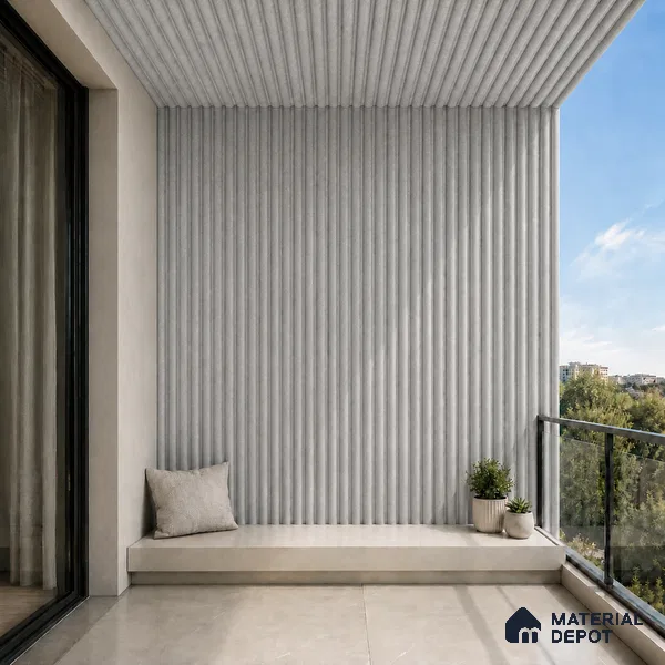 Armani Grey 10 ft x 0.6 ft (3060x180 mm) Arch Design Interior & Exterior Wall & Ceiling Panel - 17 mm | Suitable for Balcony, Facade & Open Area | Width is Subjected to 5% Variation