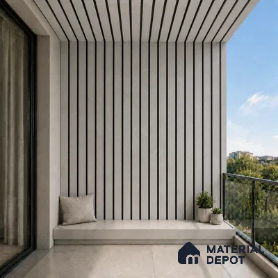 Armani Grey 10 ft x 0.5 ft (3060x150 mm) Dual Tone Linea Design Interior & Exterior Wall & Ceiling Panel - 15 mm | Suitable for Balcony, Facade & Open Area | Width is Subjected to 5% Variation