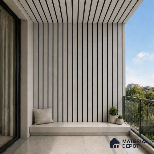Armani Grey 10 ft x 0.5 ft (3060x150 mm) Dual Tone Linea Design Interior & Exterior Wall & Ceiling Panel - 15 mm | Suitable for Balcony, Facade & Open Area | Width is Subjected to 5% Variation
