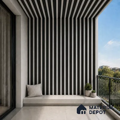 Armani Grey 10 ft x 0.6 ft (3060x180 mm) Dual Tone Arch Design Interior & Exterior Wall & Ceiling Panel - 17 mm | Suitable for Balcony, Facade & Open Area | Width is Subjected to 5% Variation