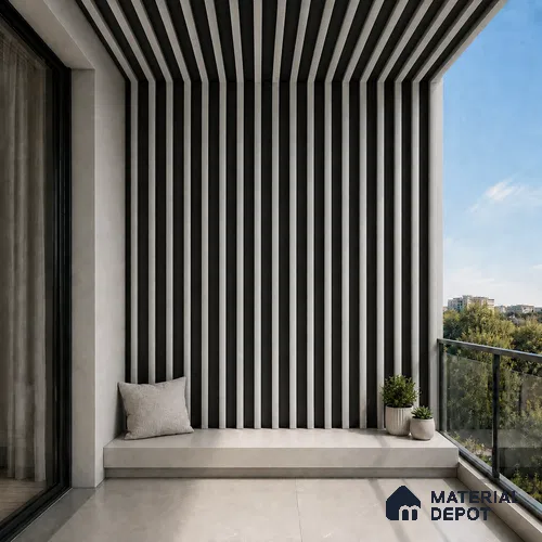 Armani Grey 10 ft x 0.6 ft (3060x180 mm) Dual Tone Arch Design Interior & Exterior Wall & Ceiling Panel - 17 mm | Suitable for Balcony, Facade & Open Area | Width is Subjected to 5% Variation