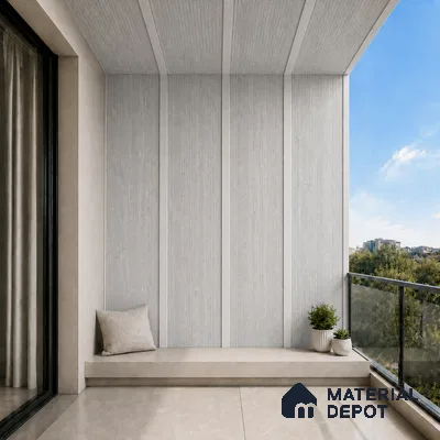 Armani Grey 10 ft x 0.68 ft (3060x208 mm) Curve Design Interior & Exterior Wall & Ceiling Panel - 10 mm | Suitable for Balcony, Facade & Open Area | Width is Subjected to 5% Variation