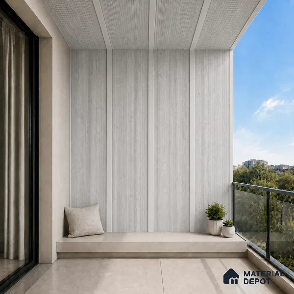 Armani Grey 10 ft x 0.68 ft (3060x208 mm) Curve Design Interior & Exterior Wall & Ceiling Panel - 10 mm | Suitable for Balcony, Facade & Open Area | Width is Subjected to 5% Variation