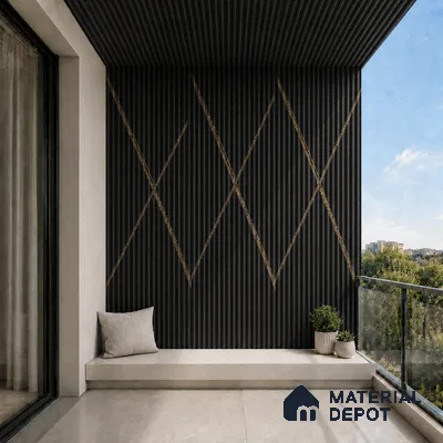 Portoro 10 ft x 0.45 ft (3060x140 mm) Pyramid Design Interior & Exterior Wall & Ceiling Panel - 14 mm | Suitable for Balcony, Facade & Open Area | Width is Subjected to 5% Variation