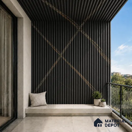 Portoro 10 ft x 0.6 ft (3060x180 mm) Arch Design Interior & Exterior Wall & Ceiling Panel - 17 mm | Suitable for Balcony, Facade & Open Area | Width is Subjected to 5% Variation