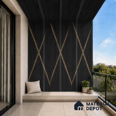 Portoro 10 ft x 0.68 ft (3060x208 mm) Curve Design Interior & Exterior Wall & Ceiling Panel - 10 mm | Suitable for Balcony, Facade & Open Area | Width is Subjected to 5% Variation