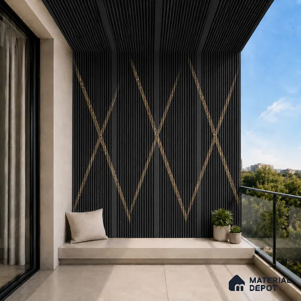 Portoro 10 ft x 0.68 ft (3060x208 mm) Curve Design Interior & Exterior Wall & Ceiling Panel - 10 mm | Suitable for Balcony, Facade & Open Area | Width is Subjected to 5% Variation