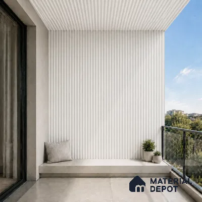 Statuario 10 ft x 0.45 ft (3060x140 mm) Pyramid Design Interior & Exterior Wall & Ceiling Panel - 14 mm | Suitable for Balcony, Facade & Open Area | Width is Subjected to 5% Variation