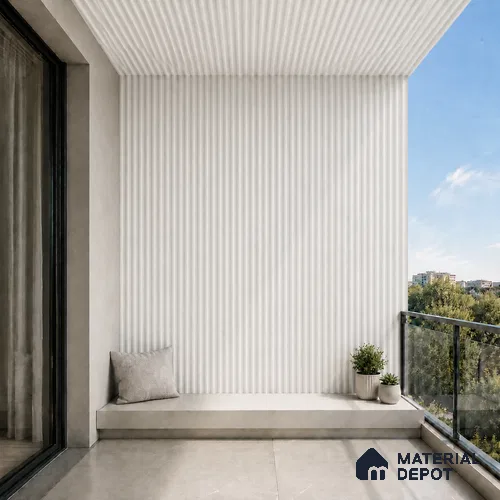 Statuario 10 ft x 0.45 ft (3060x140 mm) Pyramid Design Interior & Exterior Wall & Ceiling Panel - 14 mm | Suitable for Balcony, Facade & Open Area | Width is Subjected to 5% Variation