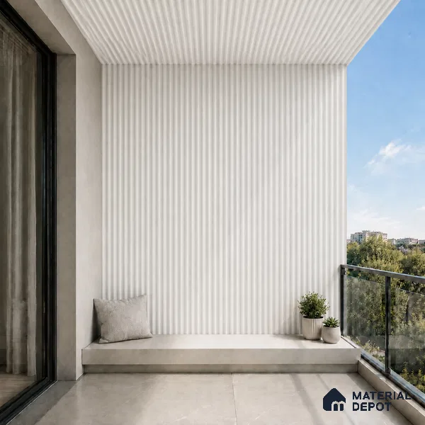 Statuario 10 ft x 0.45 ft (3060x140 mm) Pyramid Design Interior & Exterior Wall & Ceiling Panel - 14 mm | Suitable for Balcony, Facade & Open Area | Width is Subjected to 5% Variation