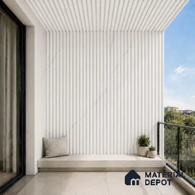Statuario 10 ft x 0.6 ft (3060x180 mm) Arch Design Interior & Exterior Wall & Ceiling Panel - 17 mm | Suitable for Balcony, Facade & Open Area | Width is Subjected to 5% Variation
