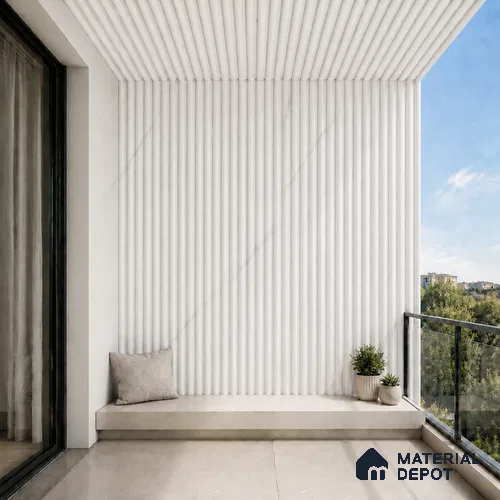 Statuario 10 ft x 0.6 ft (3060x180 mm) Arch Design Interior & Exterior Wall & Ceiling Panel - 17 mm | Suitable for Balcony, Facade & Open Area | Width is Subjected to 5% Variation