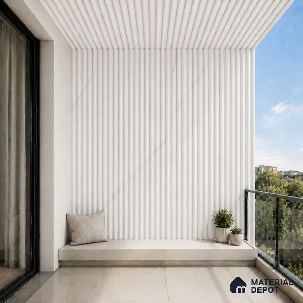Statuario 10 ft x 0.6 ft (3060x180 mm) Arch Design Interior & Exterior Wall & Ceiling Panel - 17 mm | Suitable for Balcony, Facade & Open Area | Width is Subjected to 5% Variation