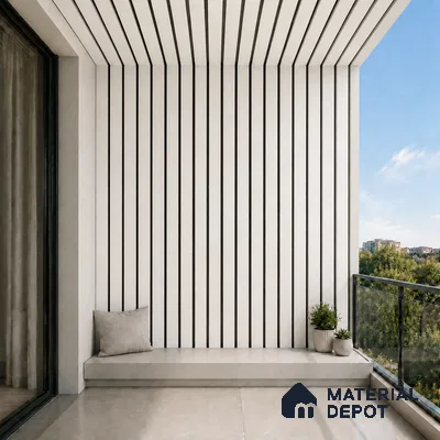 Statuario 10 ft x 0.5 ft (3060x150 mm) Dual Tone Linea Design Interior & Exterior Wall & Ceiling Panel - 15 mm | Suitable for Balcony, Facade & Open Area | Width is Subjected to 5% Variation