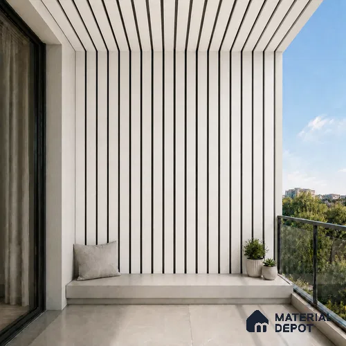 Statuario 10 ft x 0.5 ft (3060x150 mm) Dual Tone Linea Design Interior & Exterior Wall & Ceiling Panel - 15 mm | Suitable for Balcony, Facade & Open Area | Width is Subjected to 5% Variation