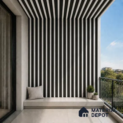 Statuario 10 ft x 0.6 ft (3060x180 mm) Dual Tone Arch Design Interior & Exterior Wall & Ceiling Panel - 17 mm | Suitable for Balcony, Facade & Open Area | Width is Subjected to 5% Variation