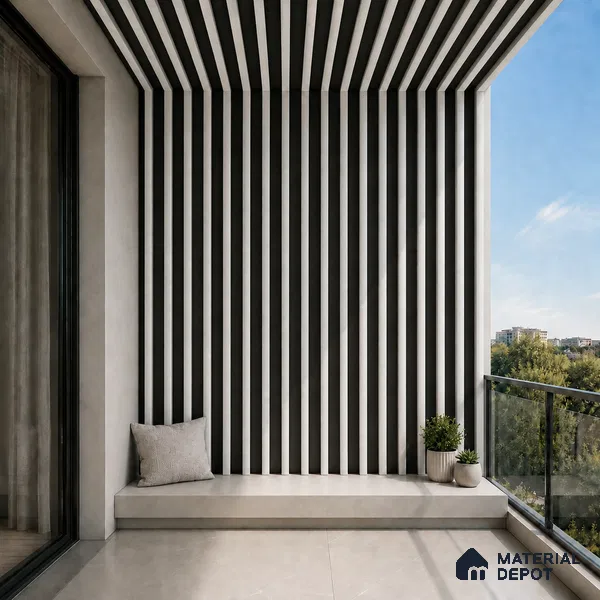Statuario 10 ft x 0.6 ft (3060x180 mm) Dual Tone Arch Design Interior & Exterior Wall & Ceiling Panel - 17 mm | Suitable for Balcony, Facade & Open Area | Width is Subjected to 5% Variation